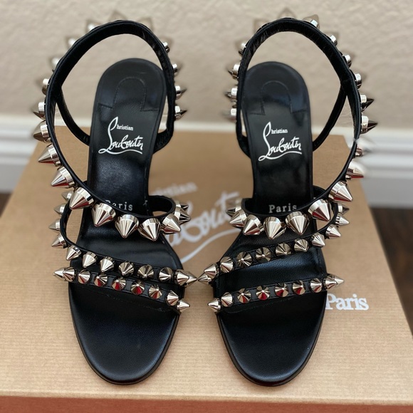 DS CHRISTIAN LOUBOUTIN SPIKITA STRAP 100 size 37 (6.5 US) black - Picture 2 of 9
